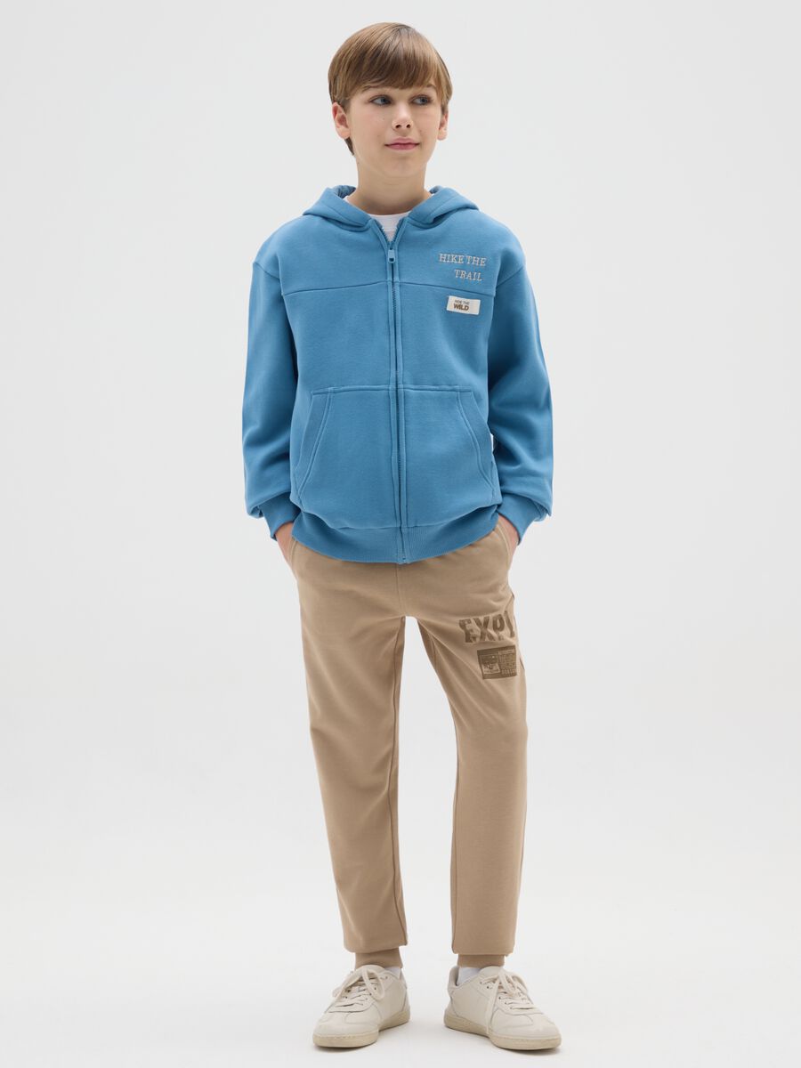 Boys' regular fit beige cotton joggers_0