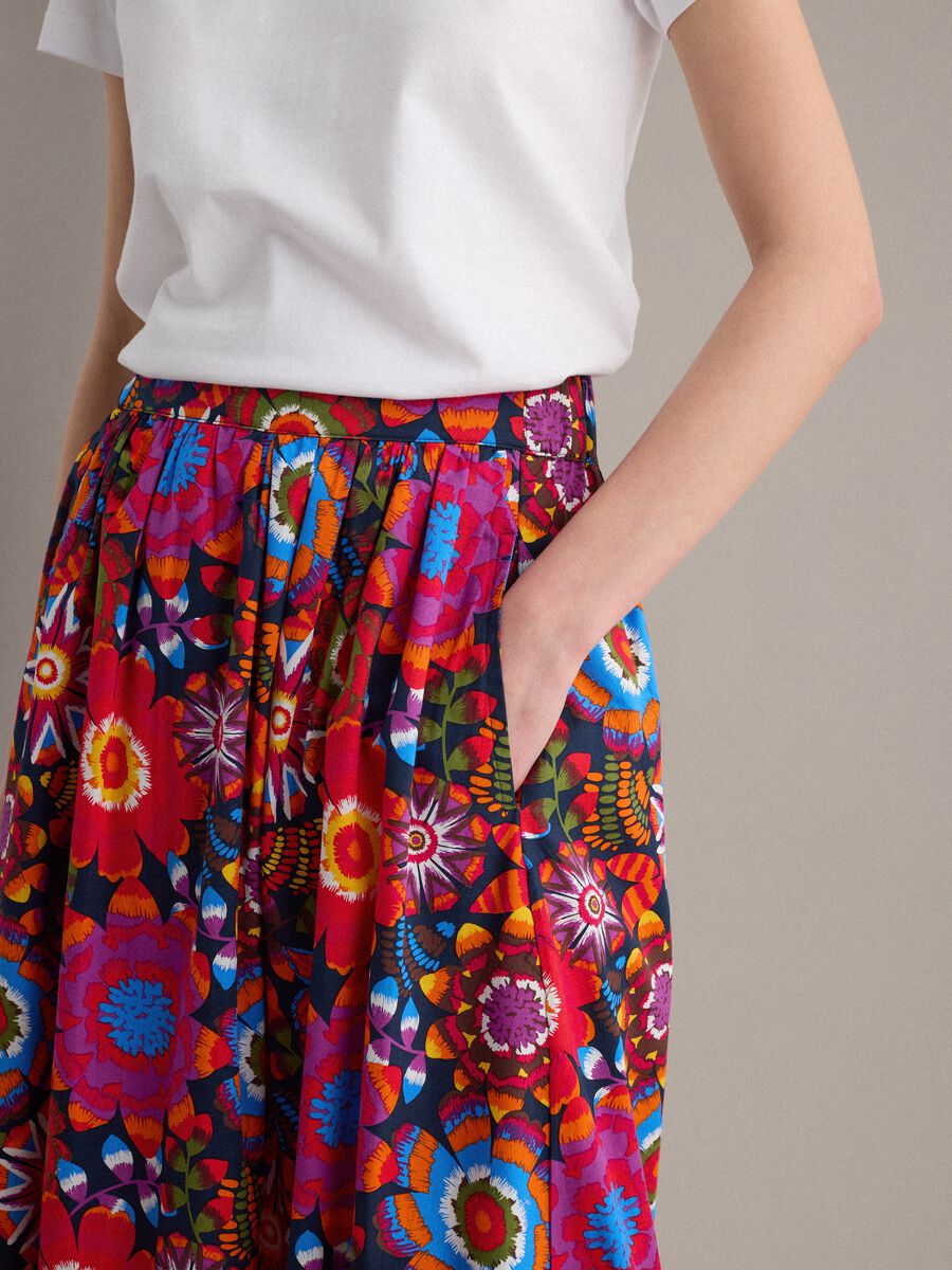 Multicolour midi skirt in pure cotton with elasticated waist_3