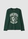 Green organic cotton T-shirt with varsity print_3