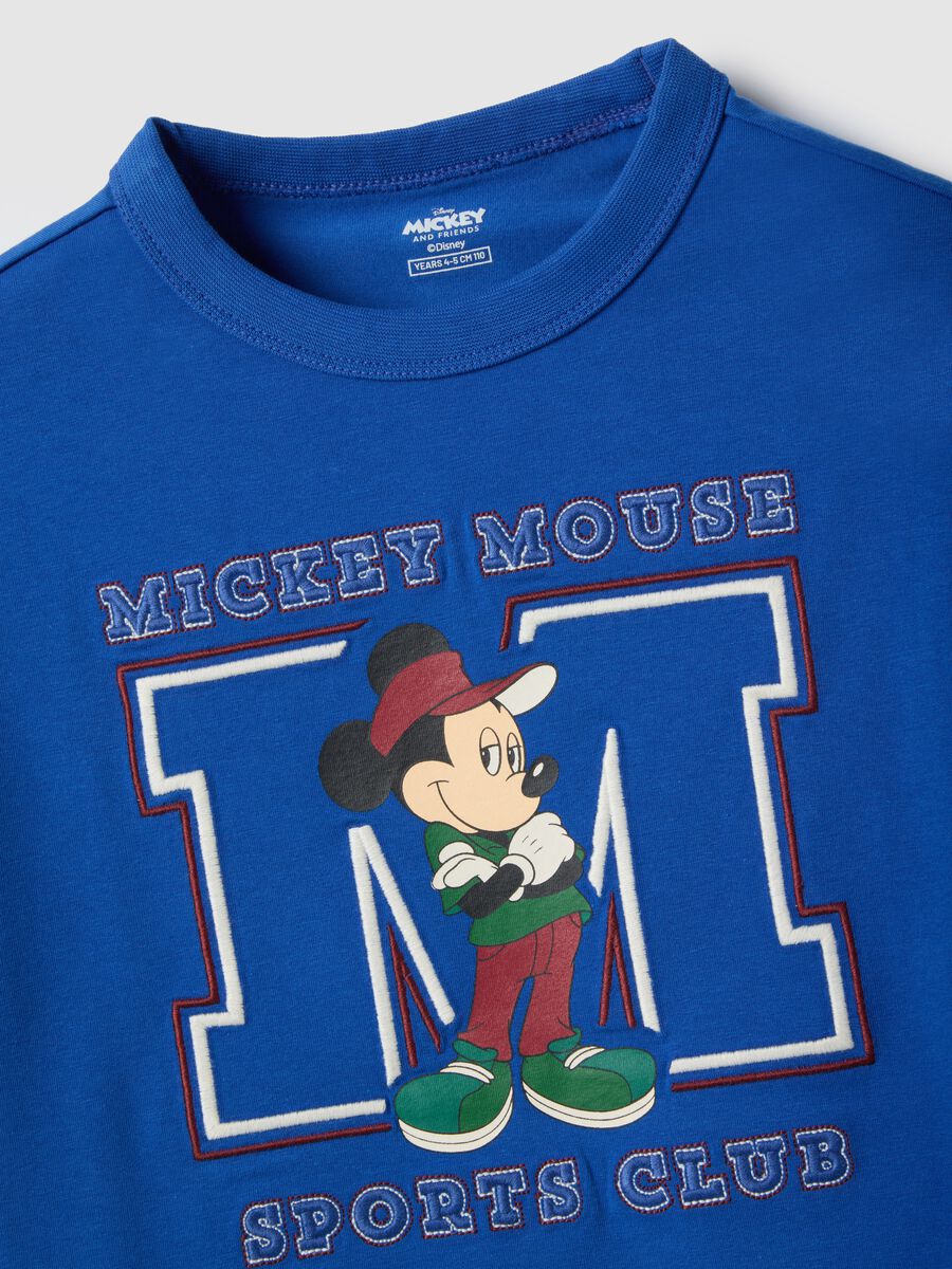 T-shirt in misto cotone blu da bambino con stampa Mickey Mouse_2