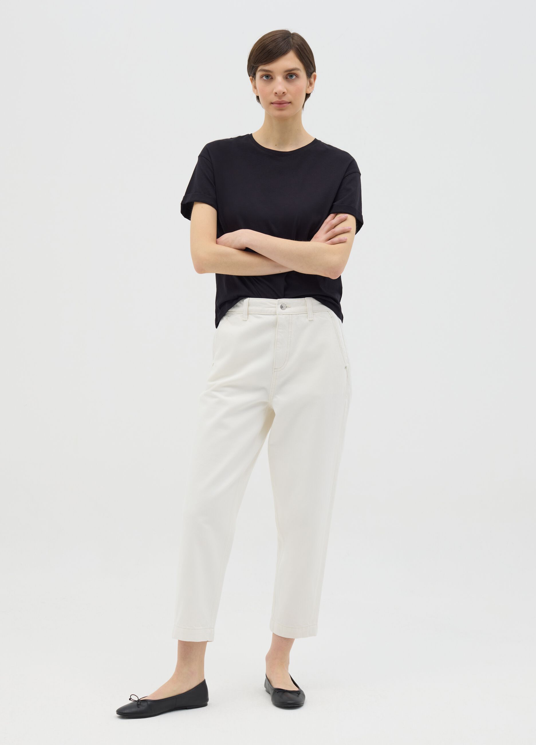 T-shirt in cotone boxy fit nera