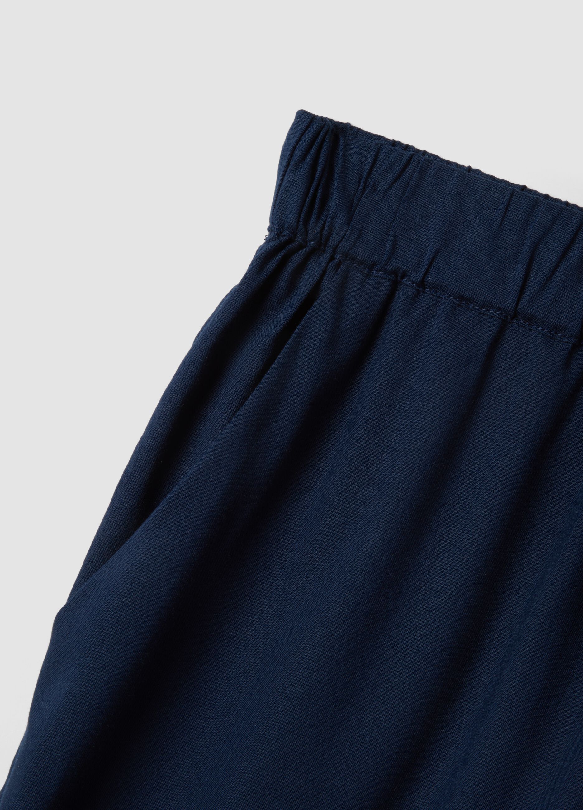 Blue pure viscose shorts with elasticated waist