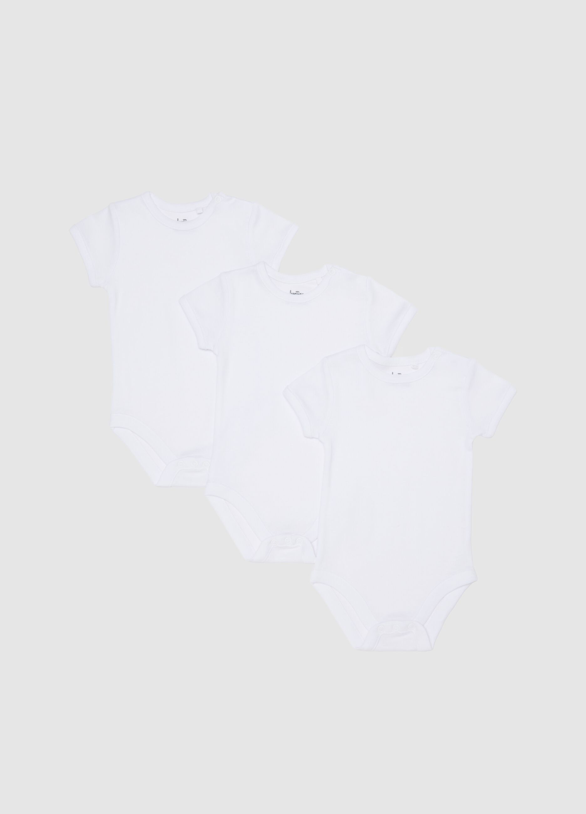 Newborn White Bodysuit Tripack in Pure Organic Cotton