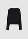Girls' black long-sleeve cotton blend slim fit top_4