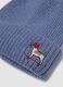 Blue ribbed knit beanie with turn-up cuff_2