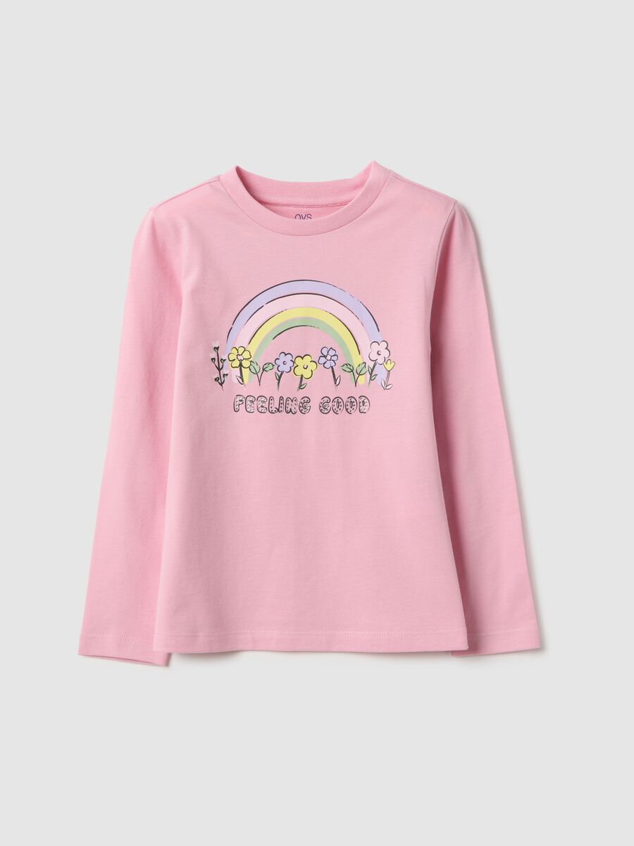 Girls' pink pure cotton regular fit shirt with print_0