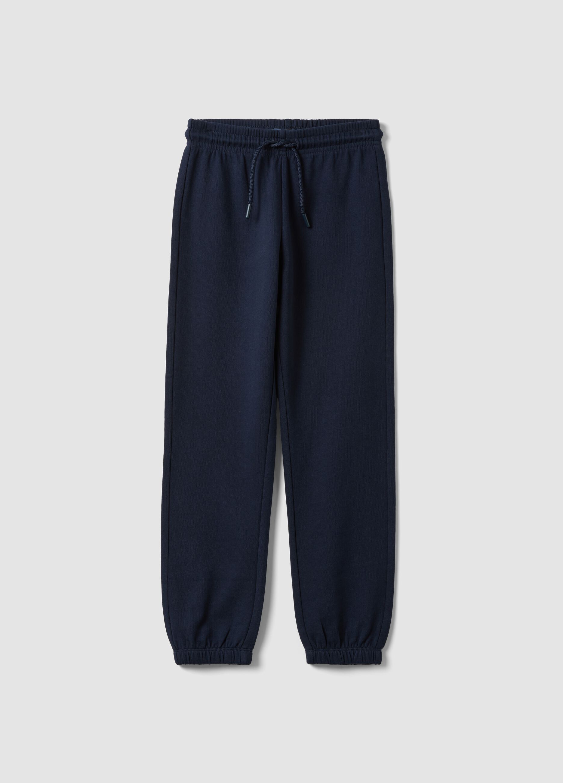 Navy blue organic cotton regular-fit joggers for boys