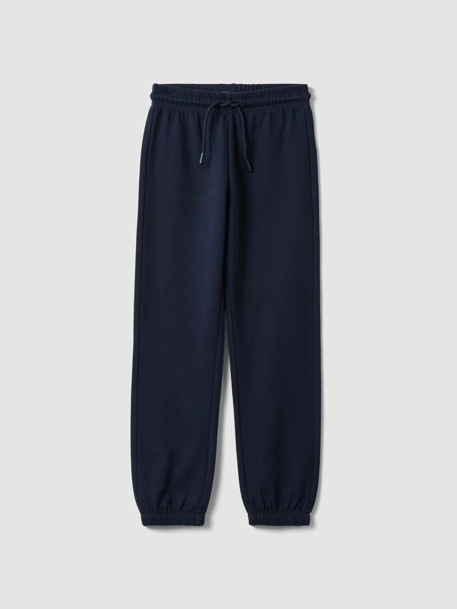 Jogger blu navy in puro cotone organico regular fit per bambino_0