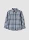 Camicia blu a quadri in puro cotone regular fit_0