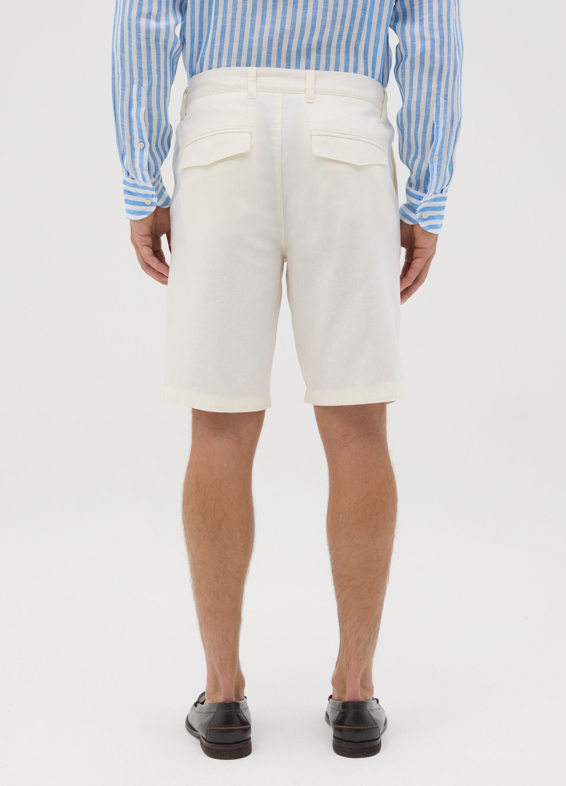 Regular fit Bermuda shorts in cotton and linen BST