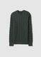 Green pure cotton regular fit jumper with woven design_4