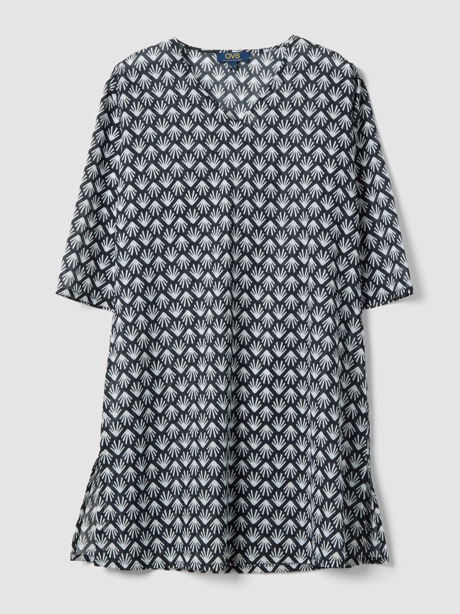 Multicolour pure cotton regular-fit beach cover-up with V-neck_4