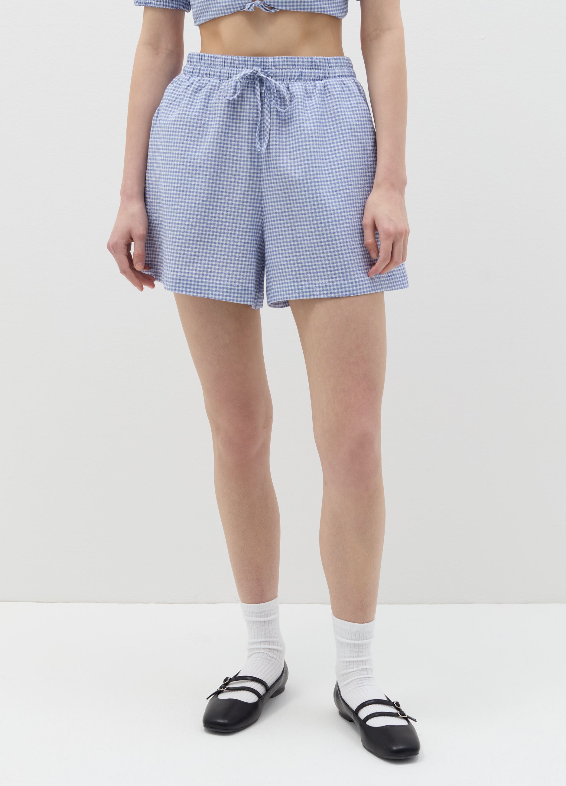 Check seersucker shorts