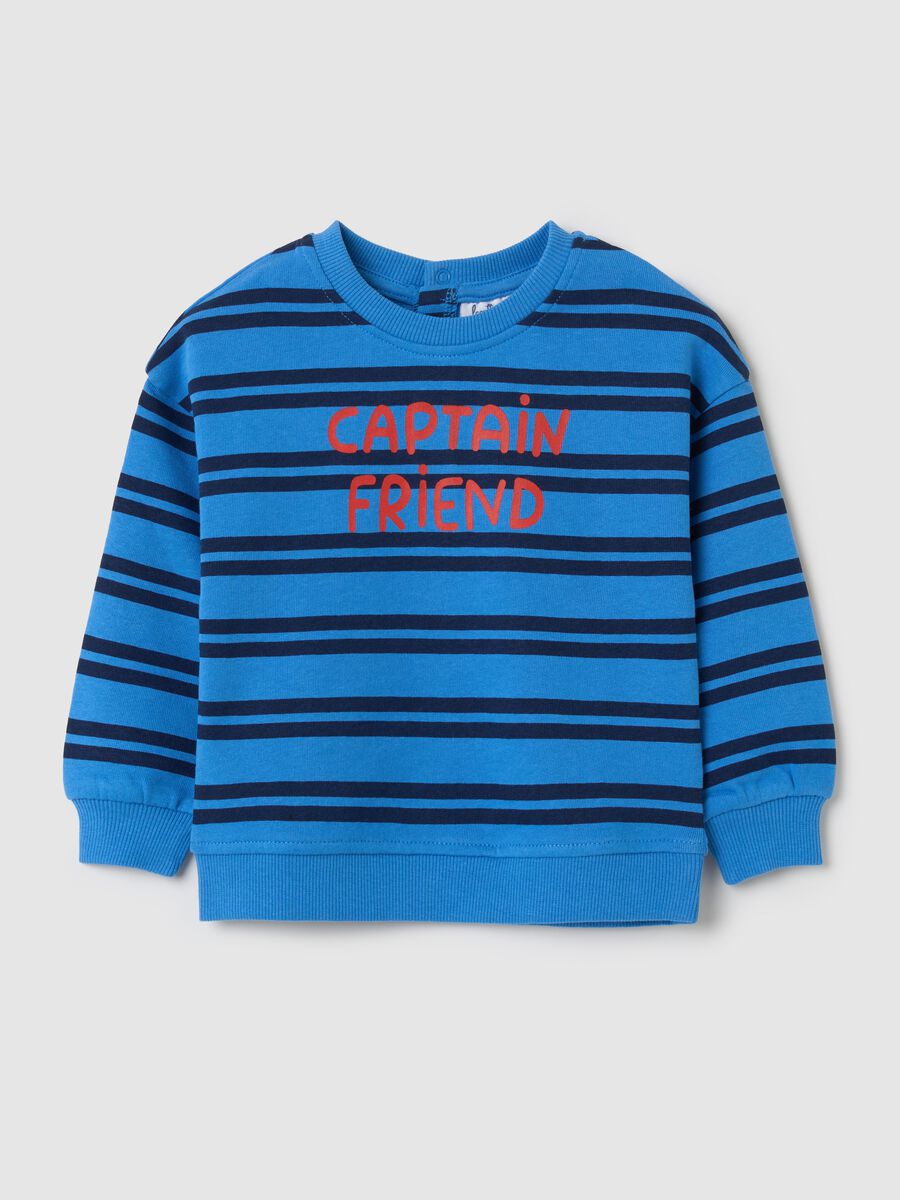 Sweatshirt in striped French terry with "Captain Friend" print_0