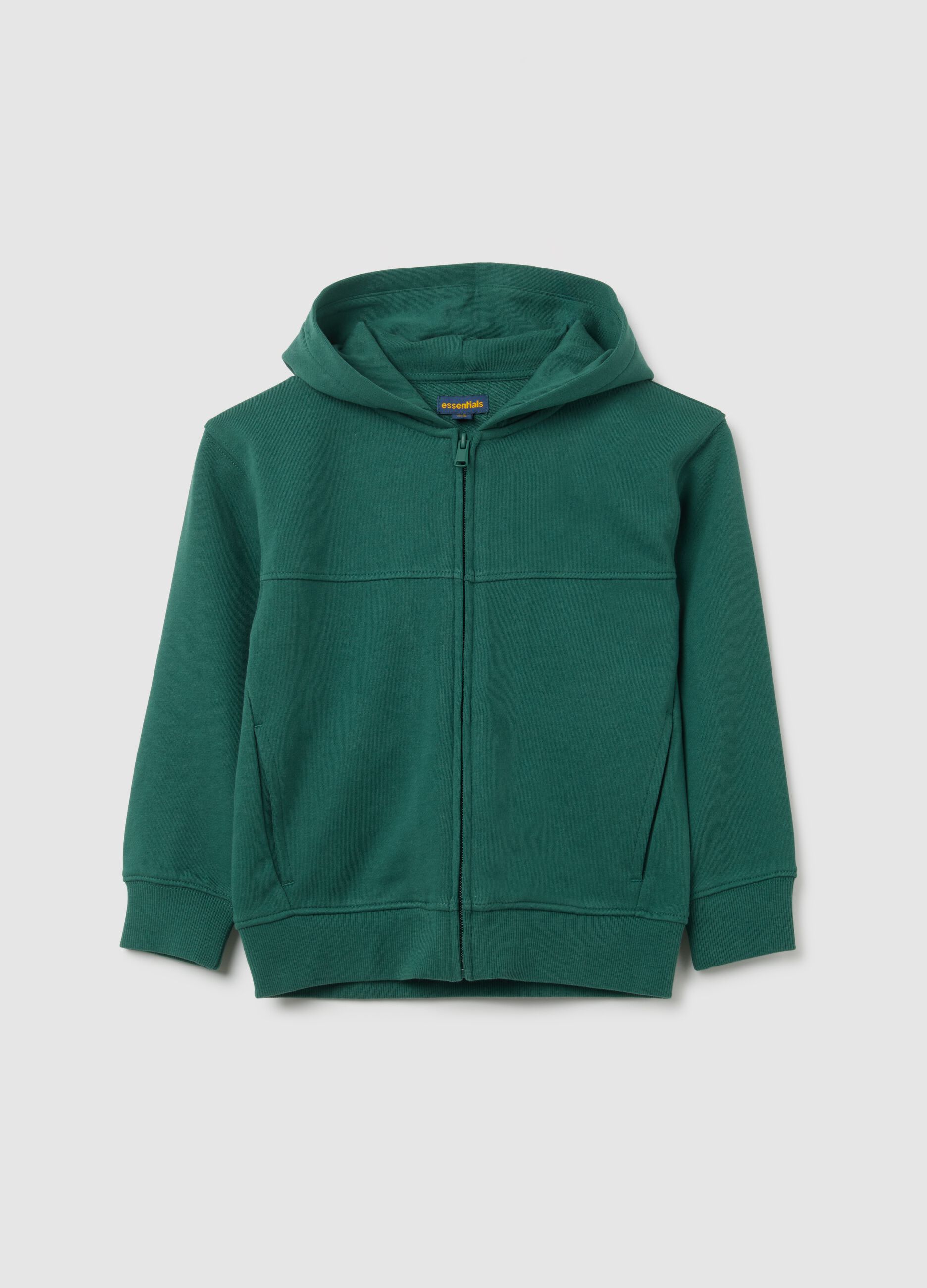 Felpa da bambino in puro cotone verde regular fit