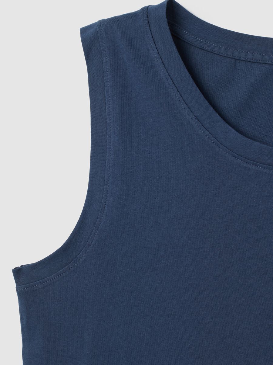 Canotta da uomo in puro cotone blu regular fit_1