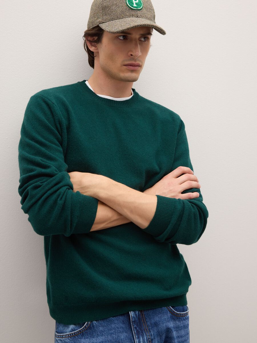 Green lambswool regular fit pullover_0