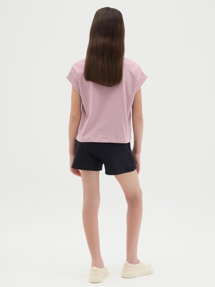 Black and pink jogging set in cotton with print_3