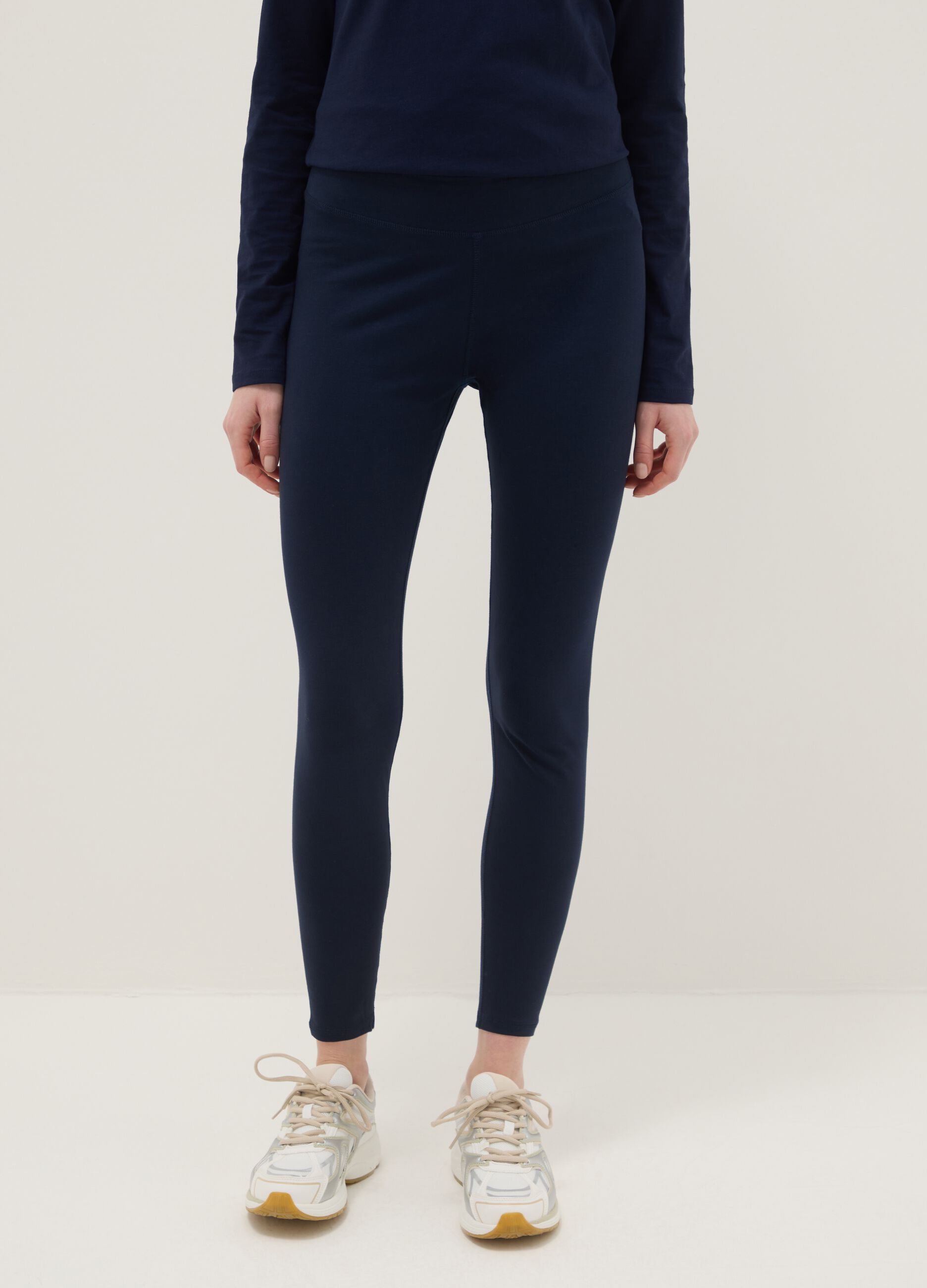 Blue Slim Fit Stretch Cotton Leggings