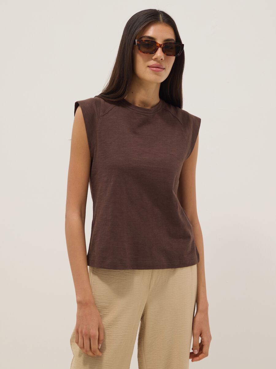 Brown regular fit pure cotton short sleeve T-shirt_1