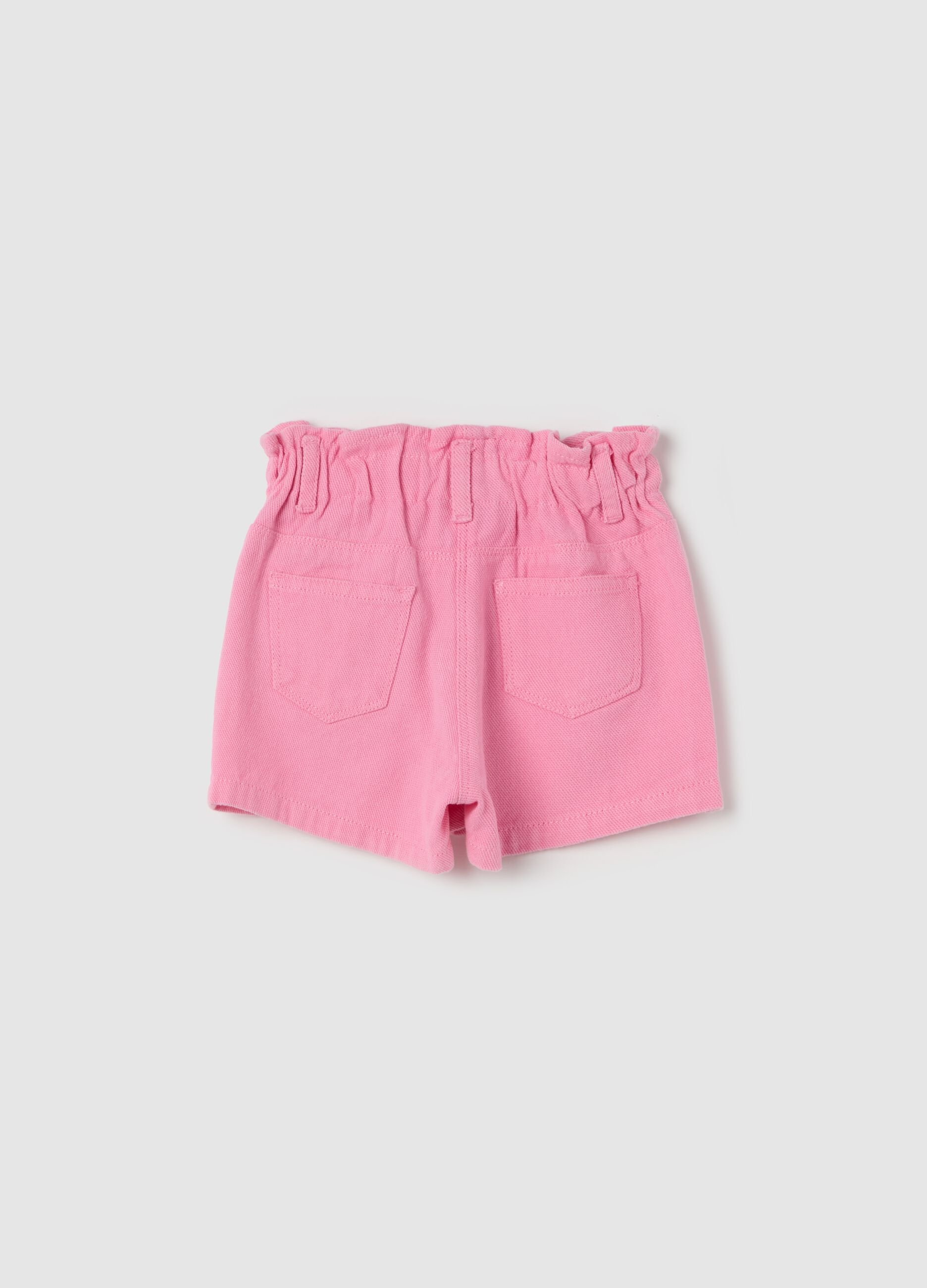 Paper bag shorts in cotton and Lyocell
