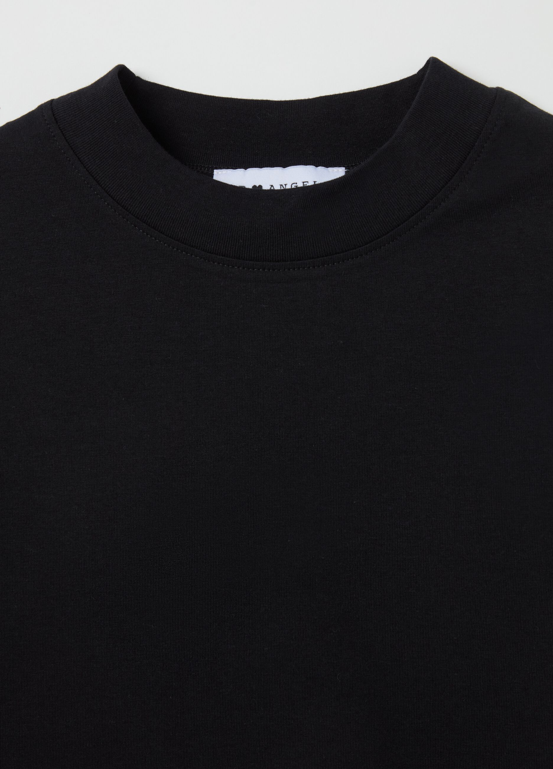 Stretch cotton T-shirt with mock neck