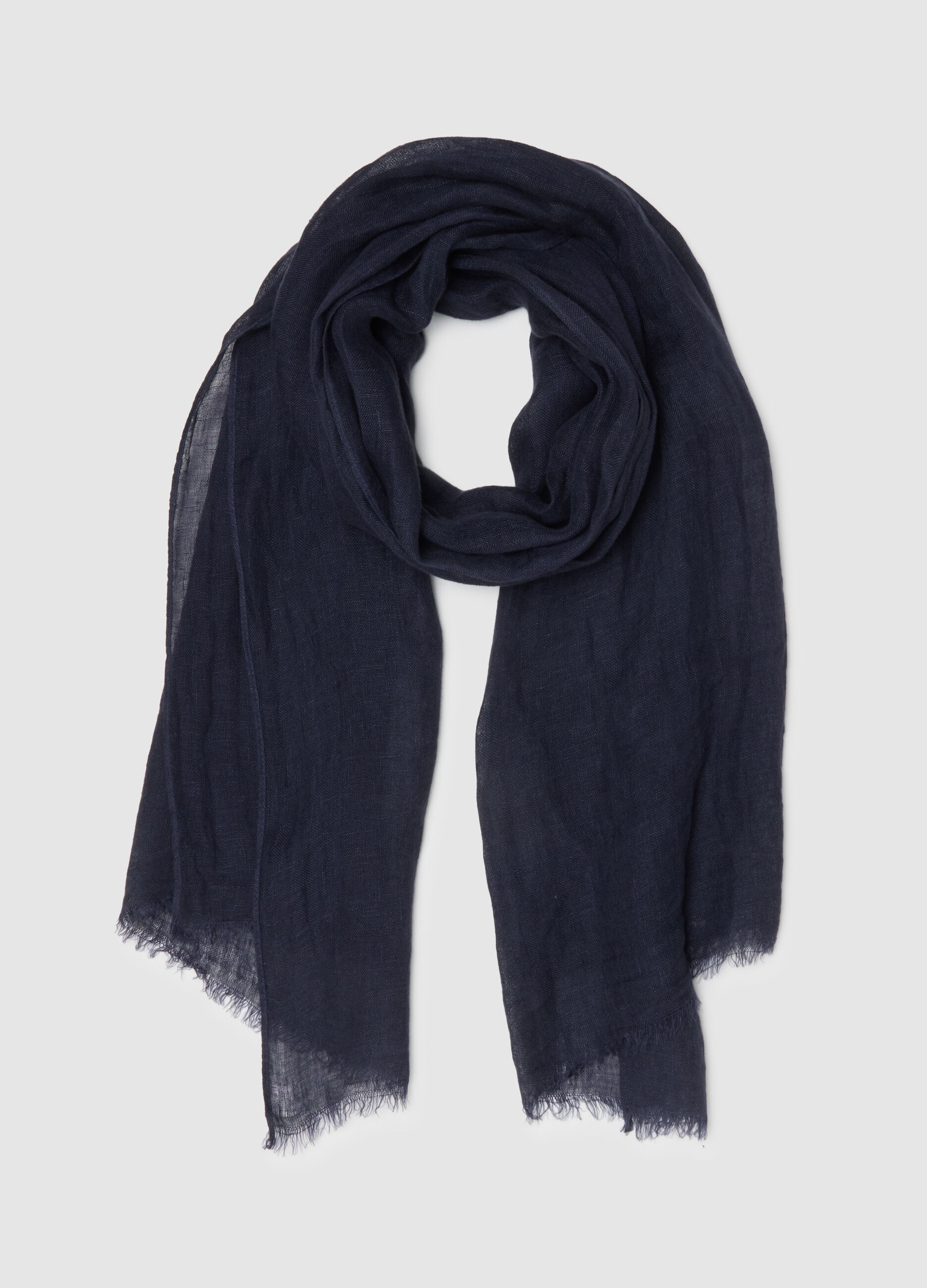 Pure Blue Linen Scarf