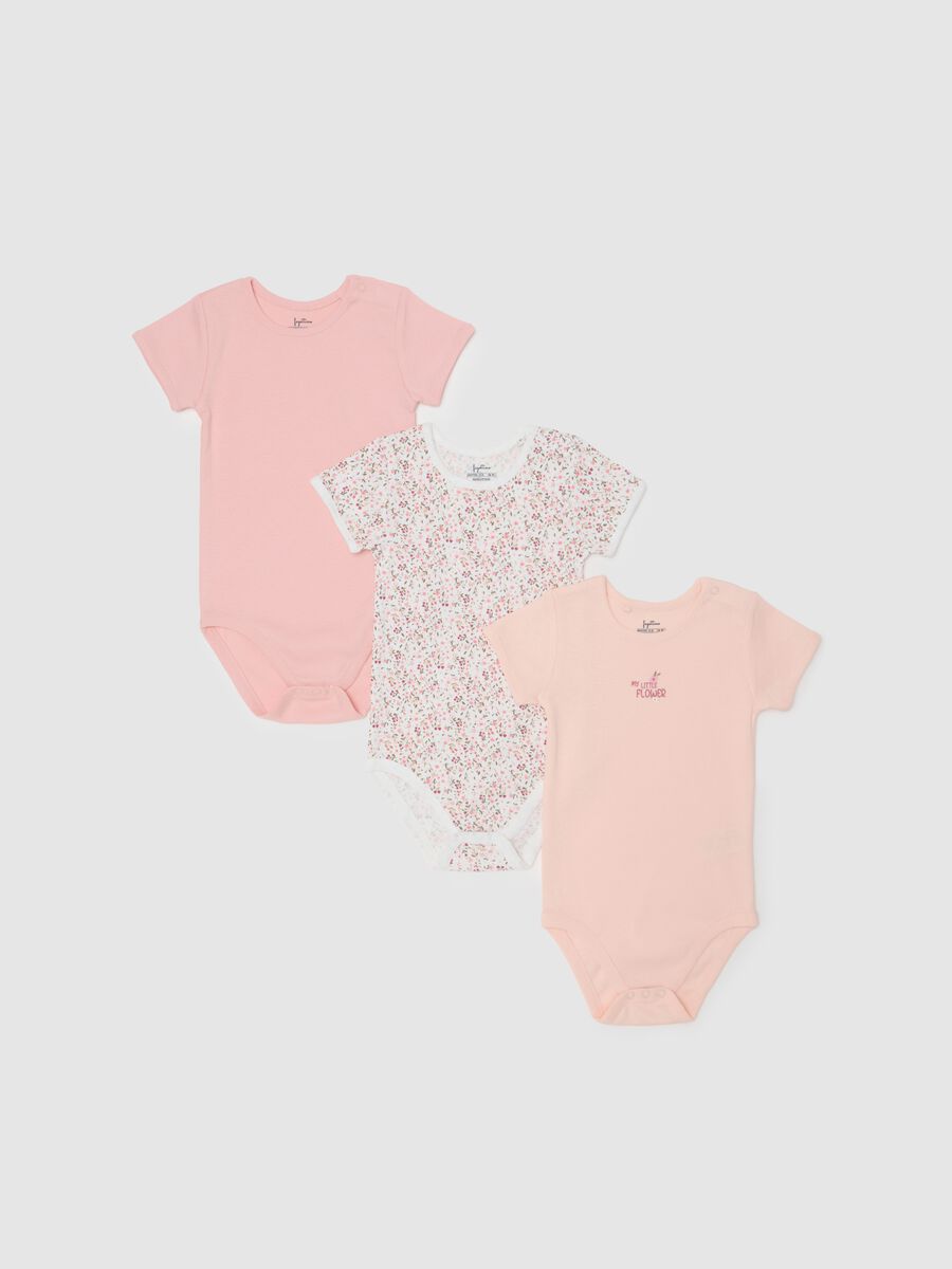 Set of three multicolour pure cotton girl bodysuits_0