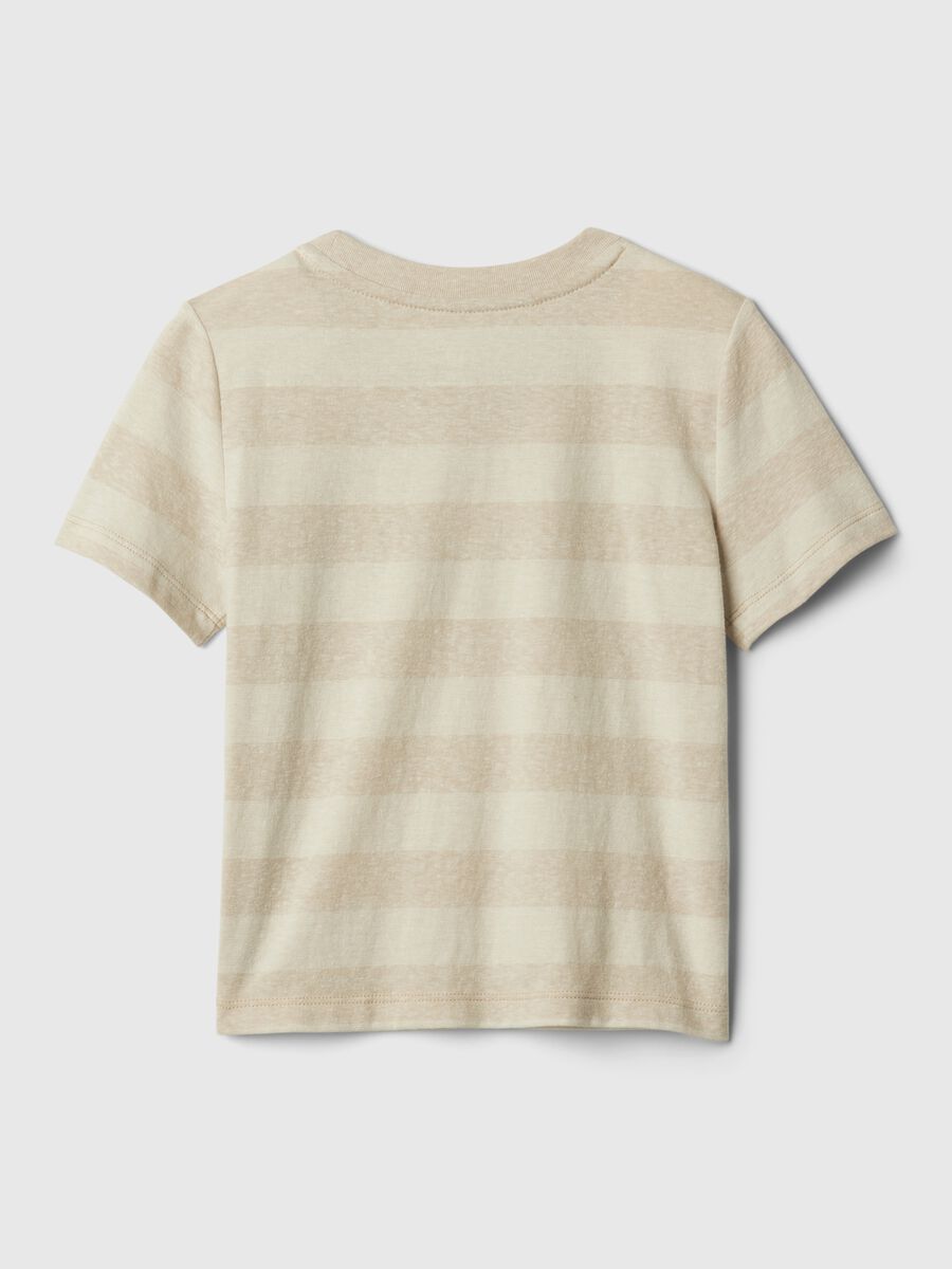 Striped T-shirt with pocket and teddy bear embroidery_1