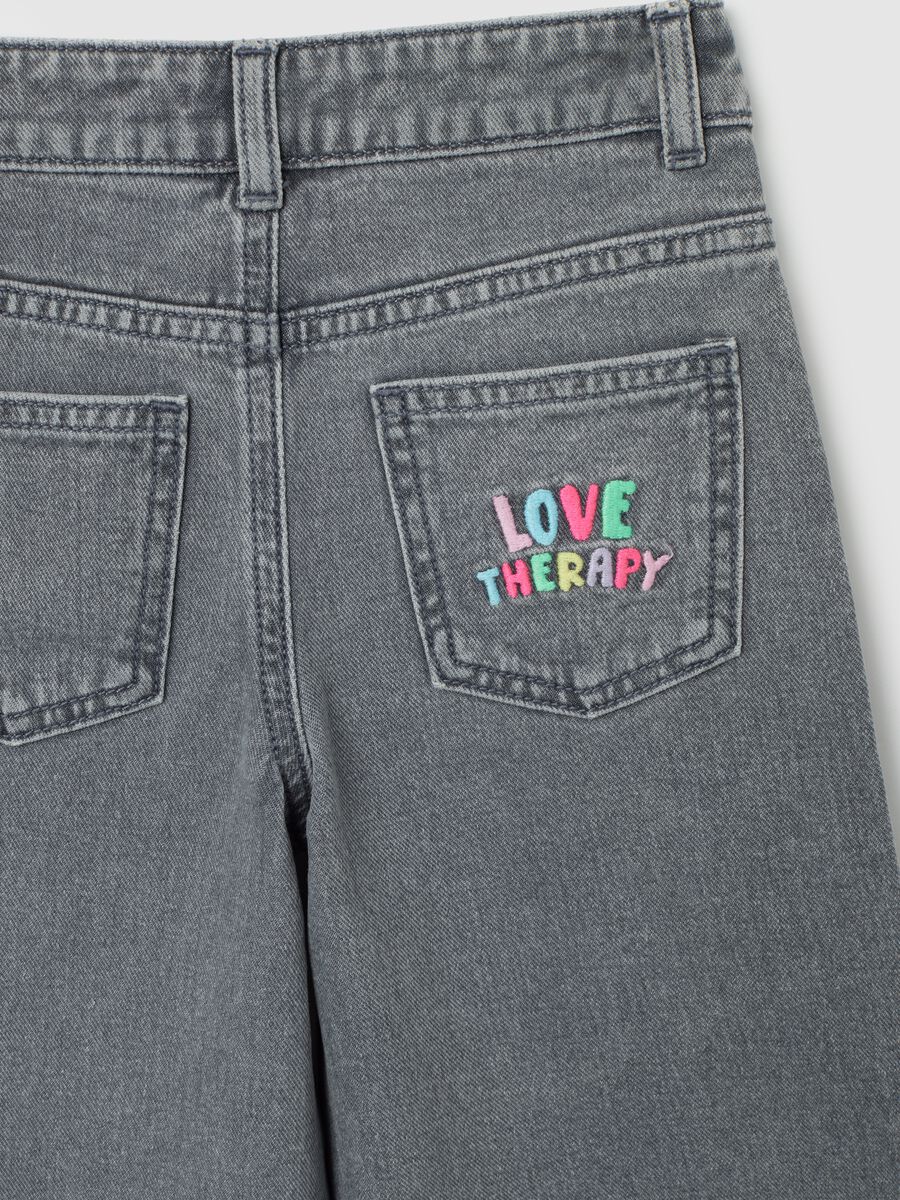 Grey cotton jeans for girls_3
