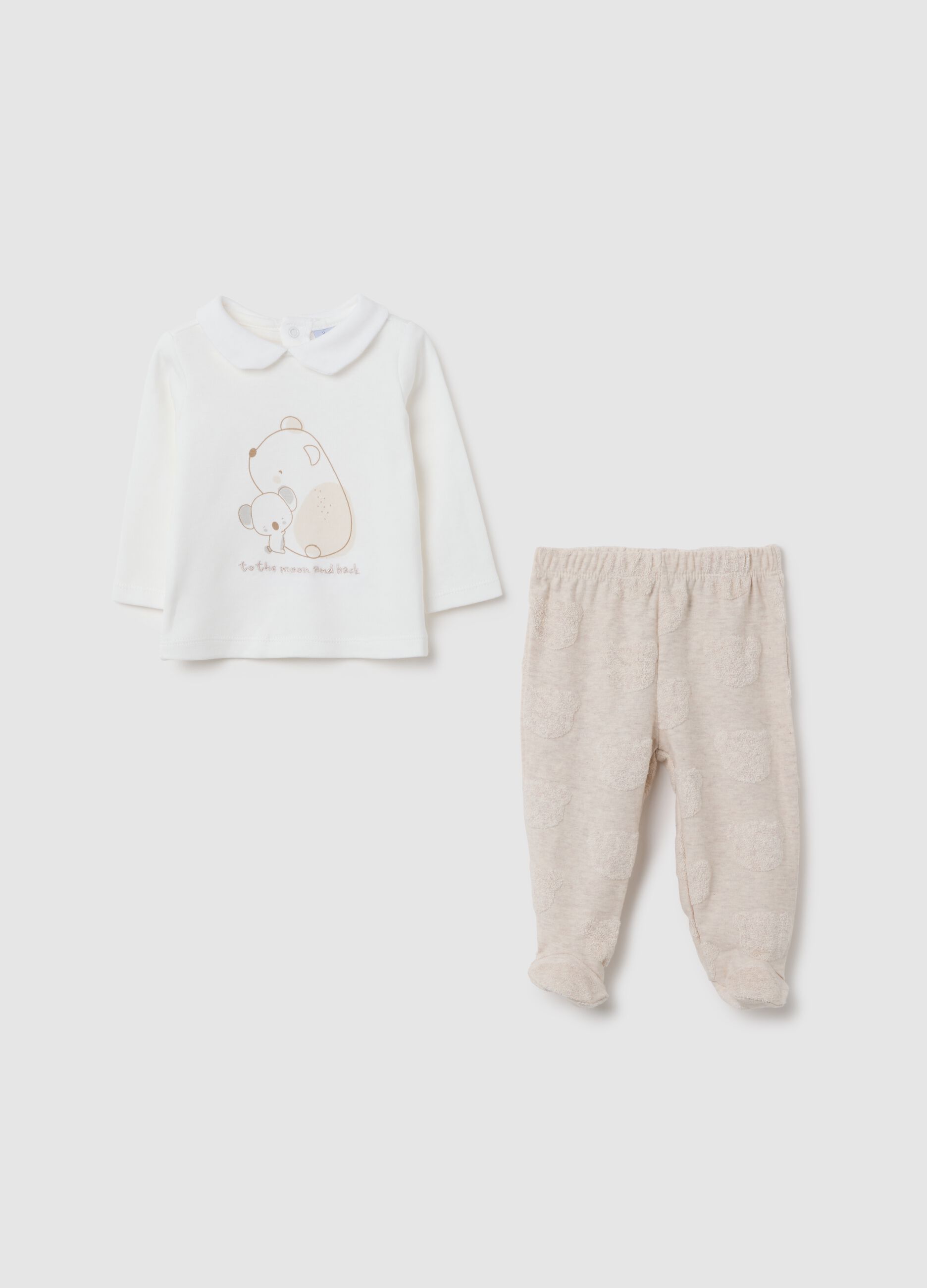 White pure cotton top and trousers set for baby girls