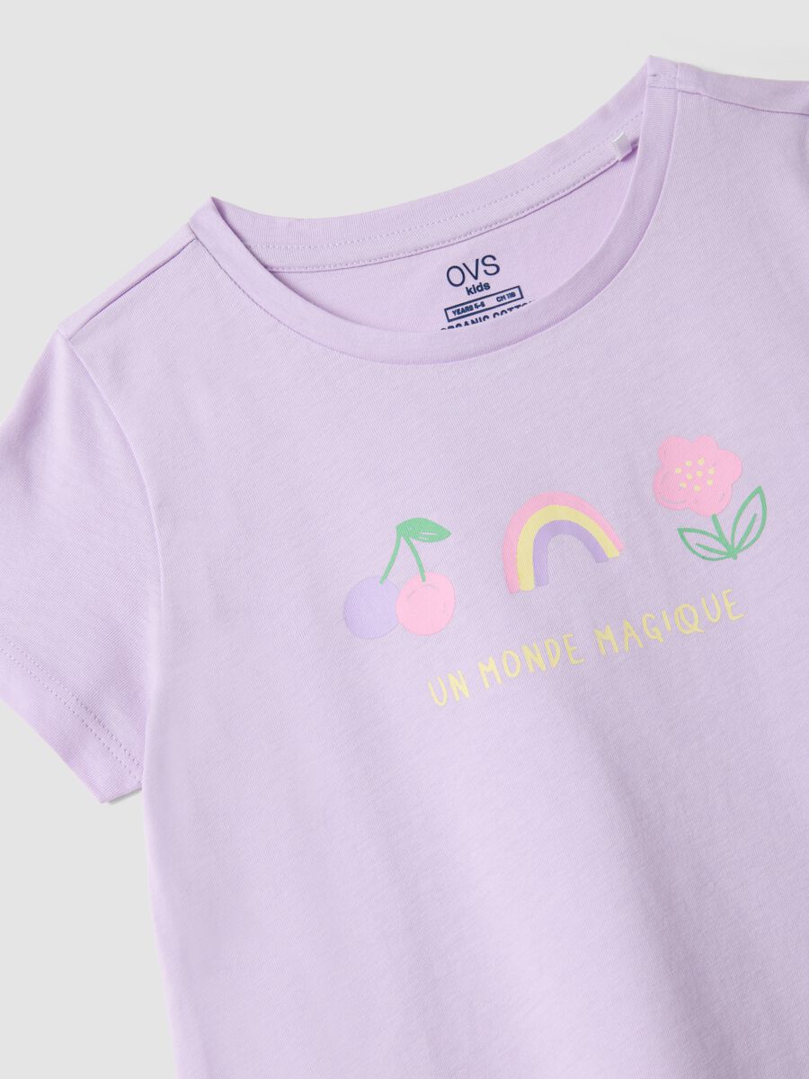 Pigiama corto in puro cotone viola da bambina regular fit_2