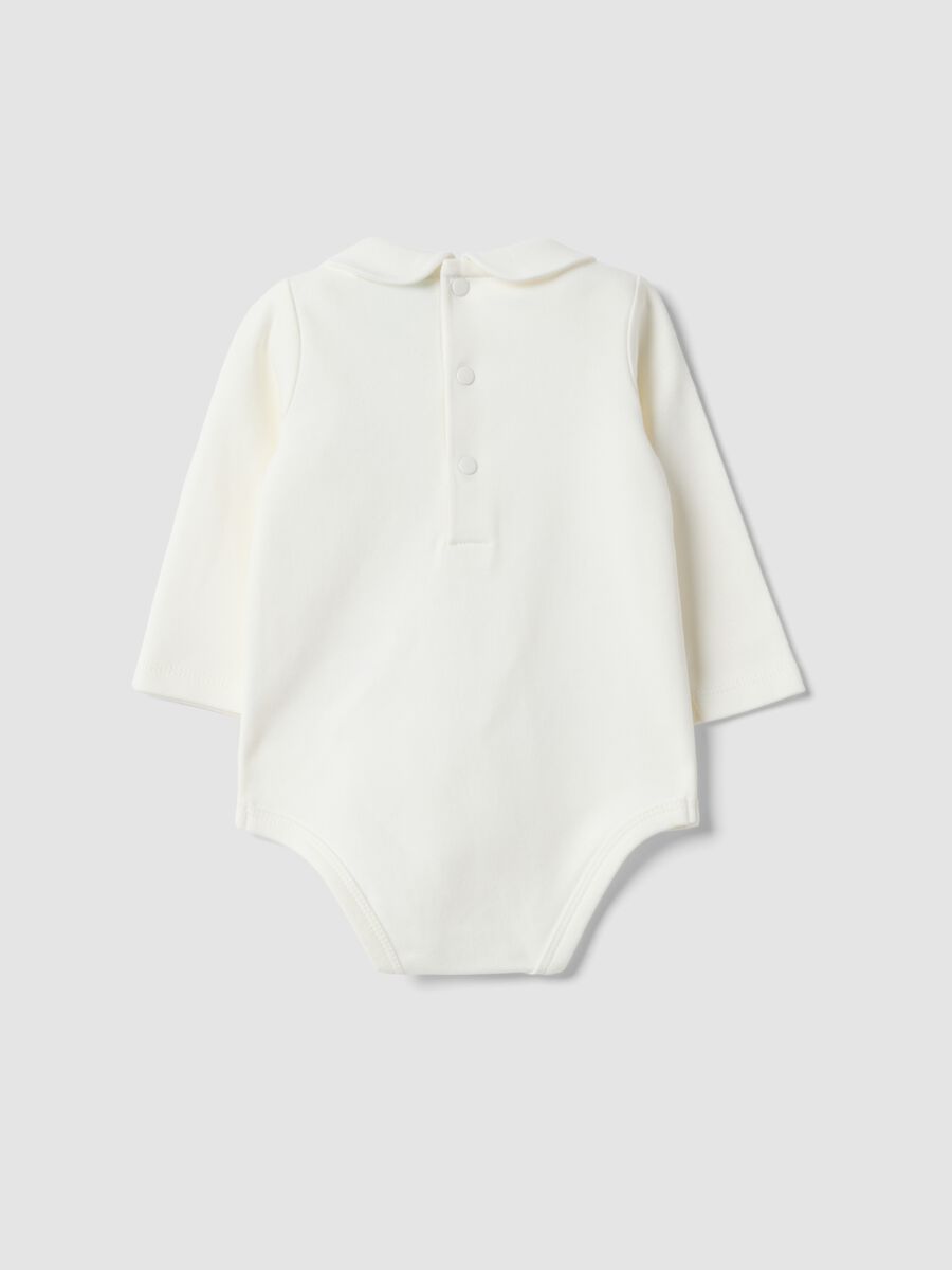 Body bianco in puro cotone organico con colletto e fantasia Winnie The Pooh_1