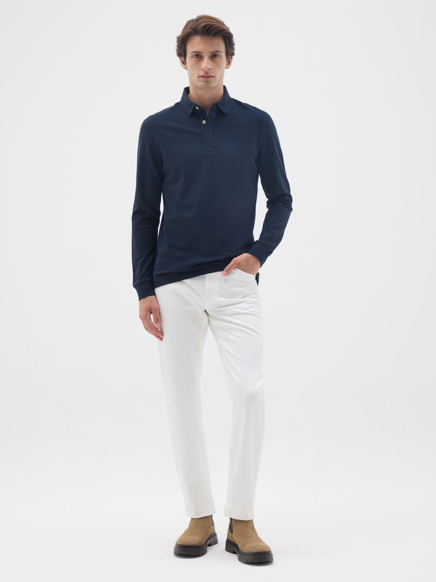 Polo in cotone elasticizzato blu regular fit_1
