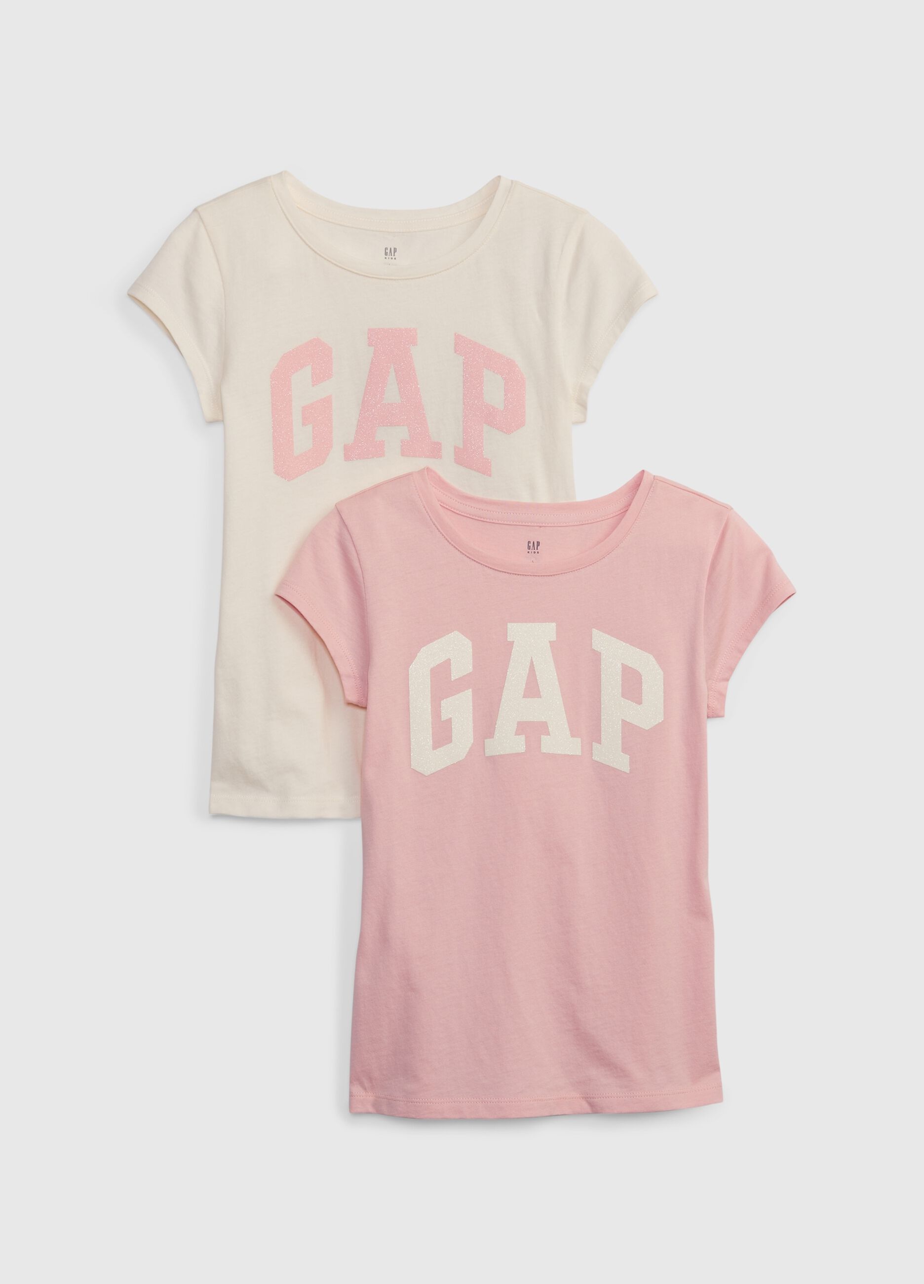 Two-pack T-shirts in cotton with glitter logo