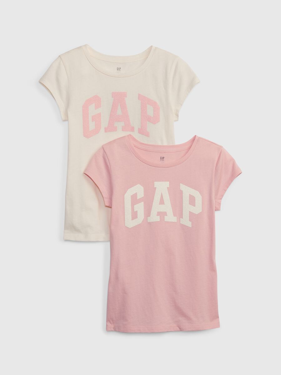 Two-pack T-shirts in cotton with glitter logo_0
