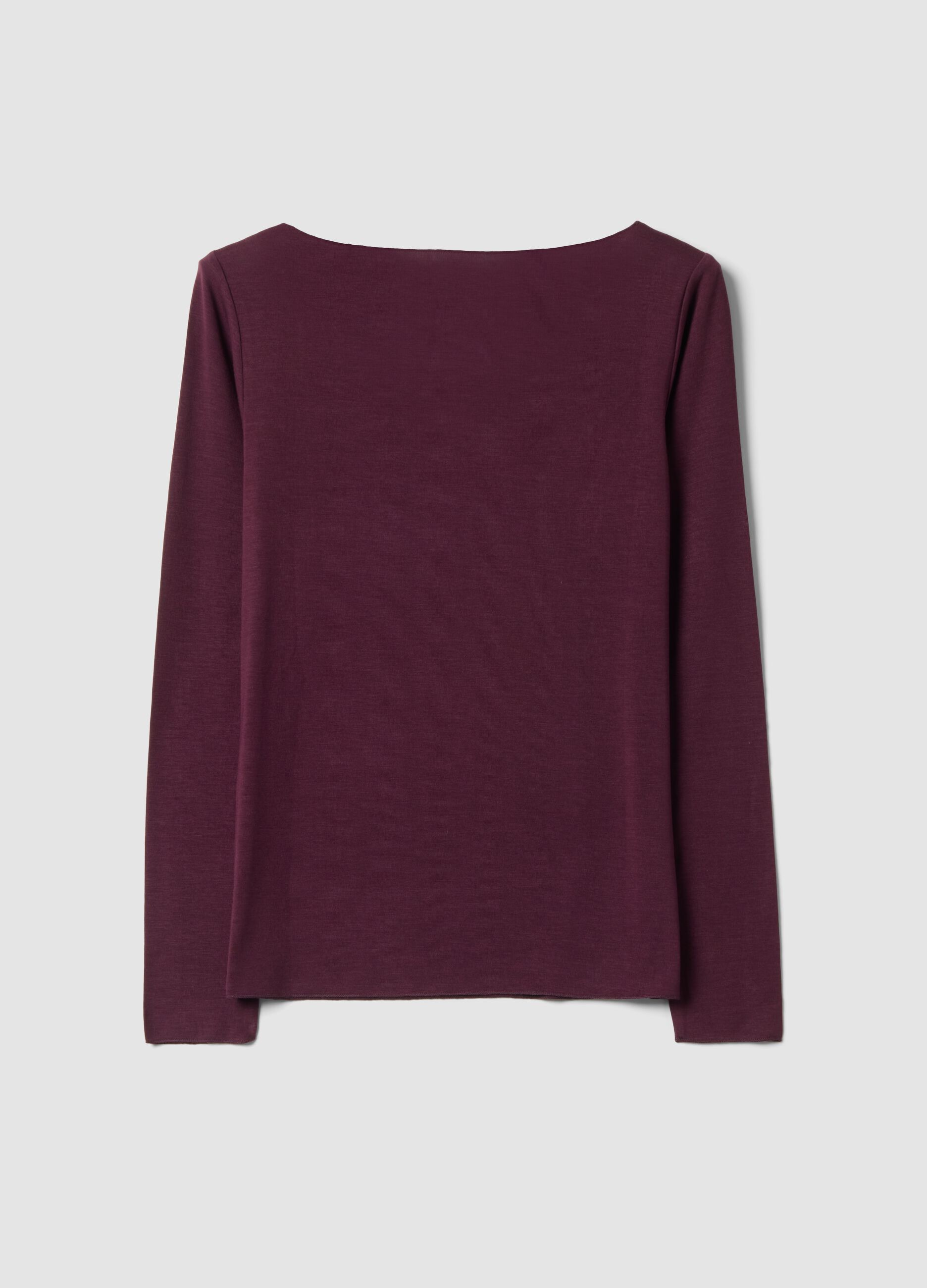 Purple stretch modal regular-fit crew-neck T-shirt