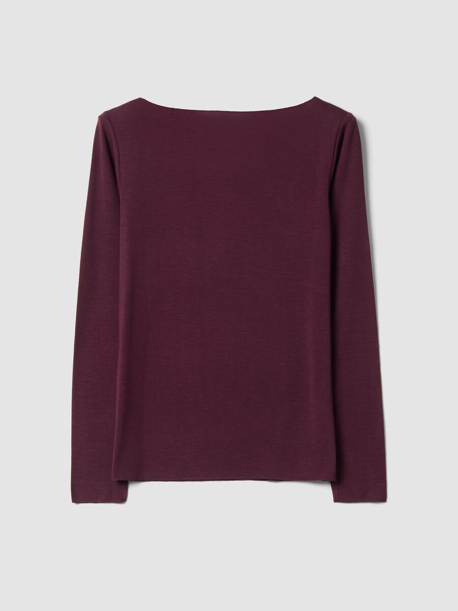T-shirt viola in modal elasticizzato con girocollo regular fit_2