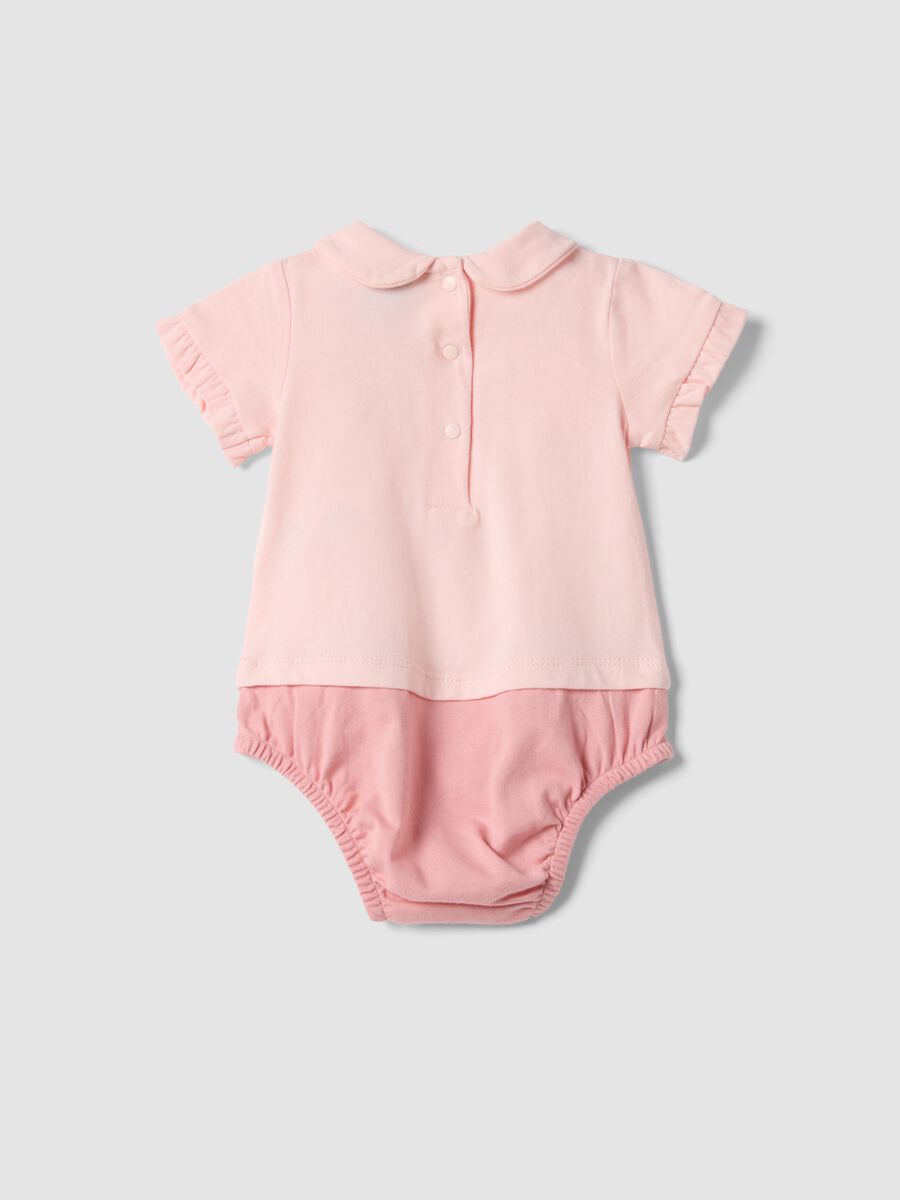Body in puro cotone rosa da neonata con colletto e stampa_1