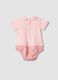 Baby girl pink pure cotton bodysuit with collar and print_1