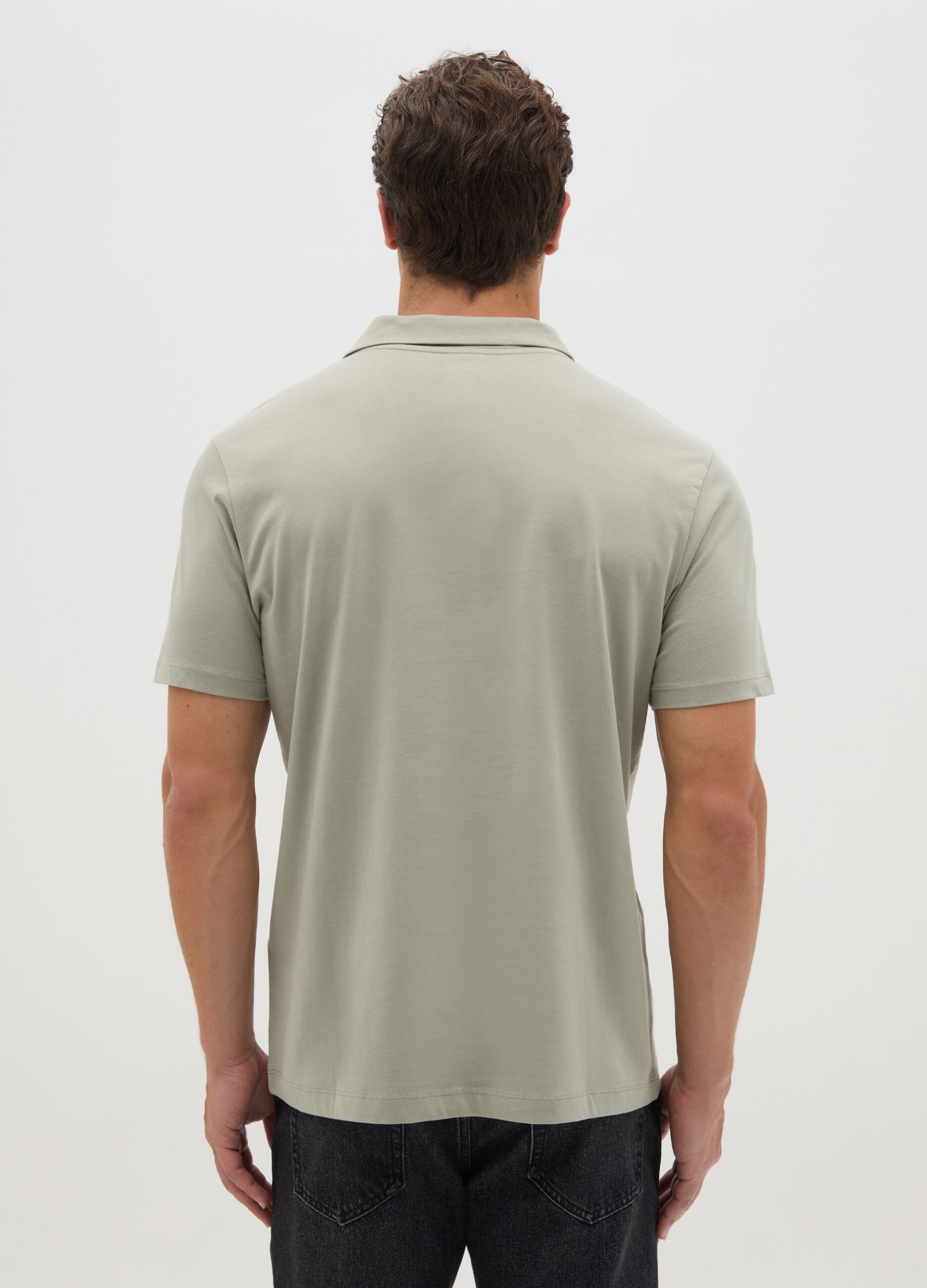 Men's pure cotton green polo shirt, regular fit