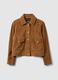 Regular fit brown genuine leather jacket with buttons_0