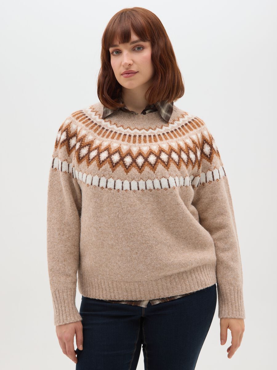 Beige Jacquard Jumper_0