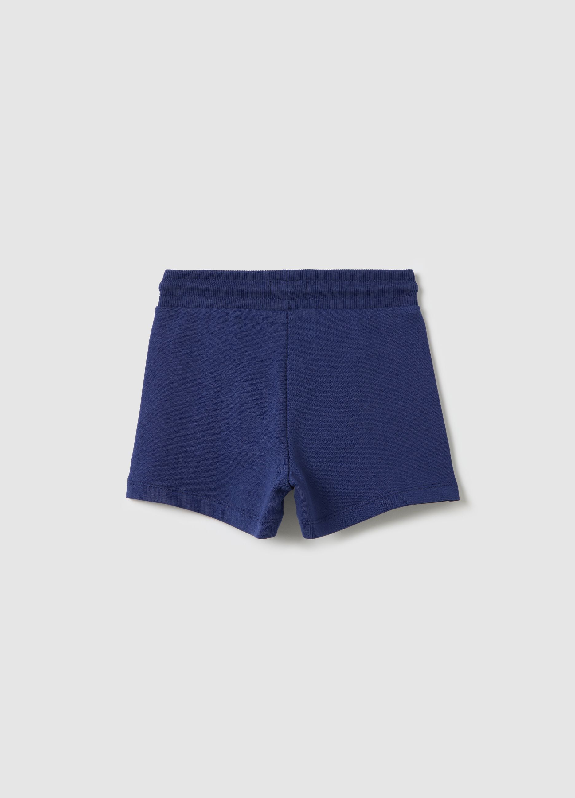 Blue French terry shorts with drawstring