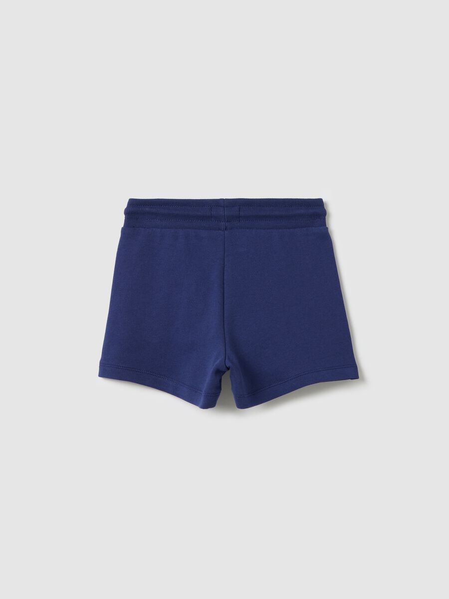 Blue French terry shorts with drawstring_1