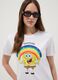 White pure cotton regular fit T-shirt with SpongeBob print_0