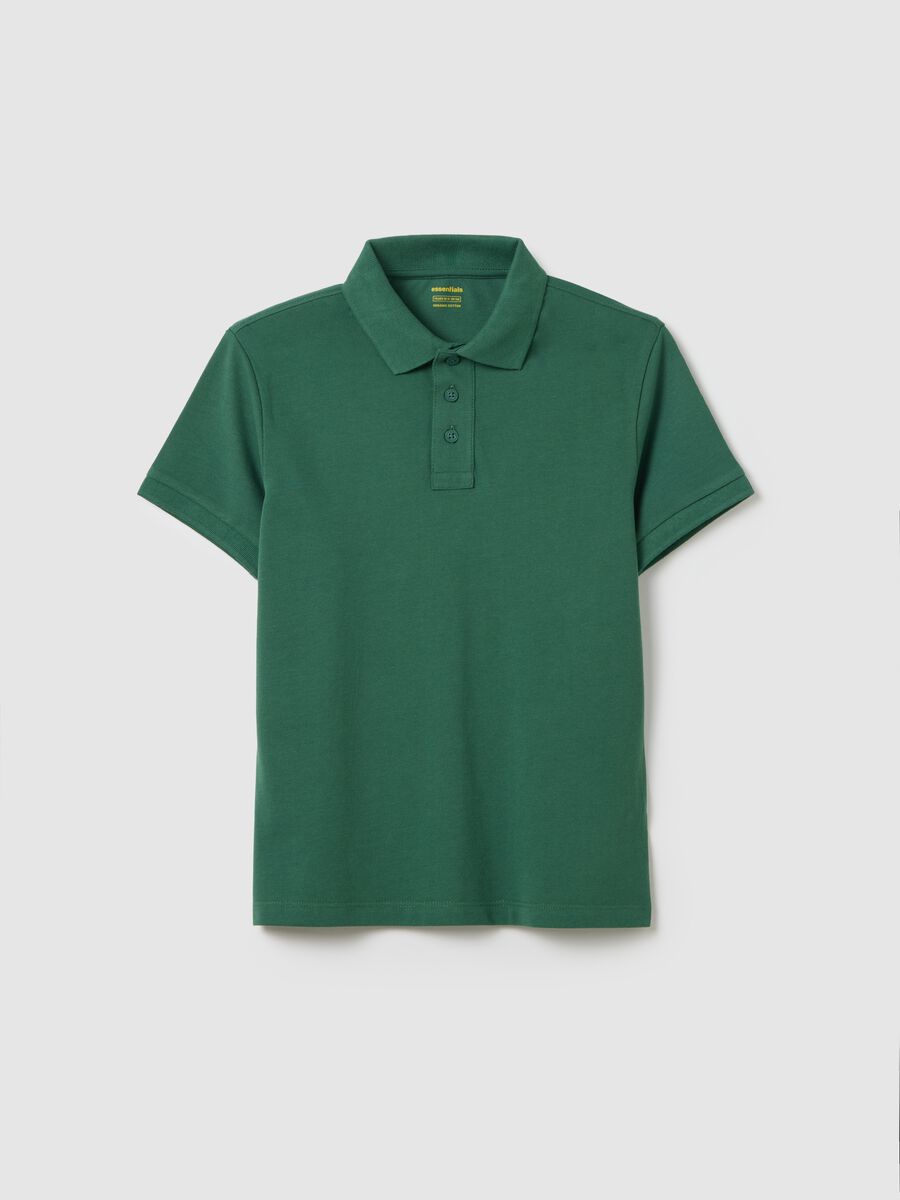 Green short sleeve polo shirt in organic cotton_3