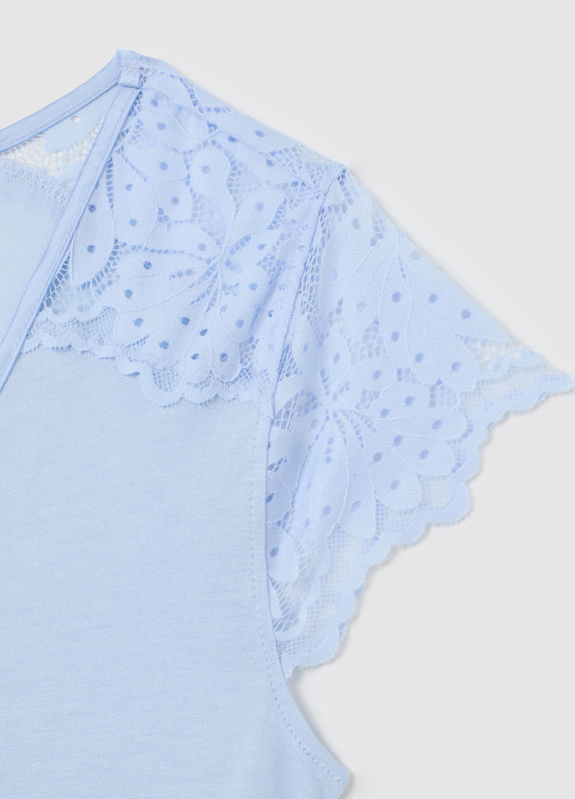 Camicia da notte azzurra in pura viscosa