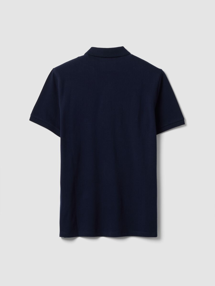 Polo blu in puro cotone piquet con colletto classico regular fit_1