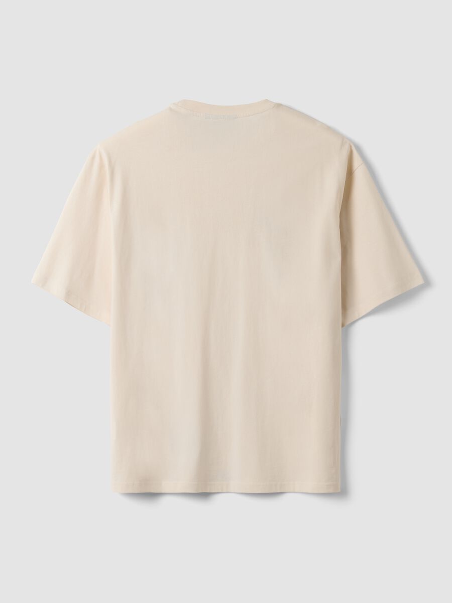Beige pure cotton Raiders print T-shirt_1